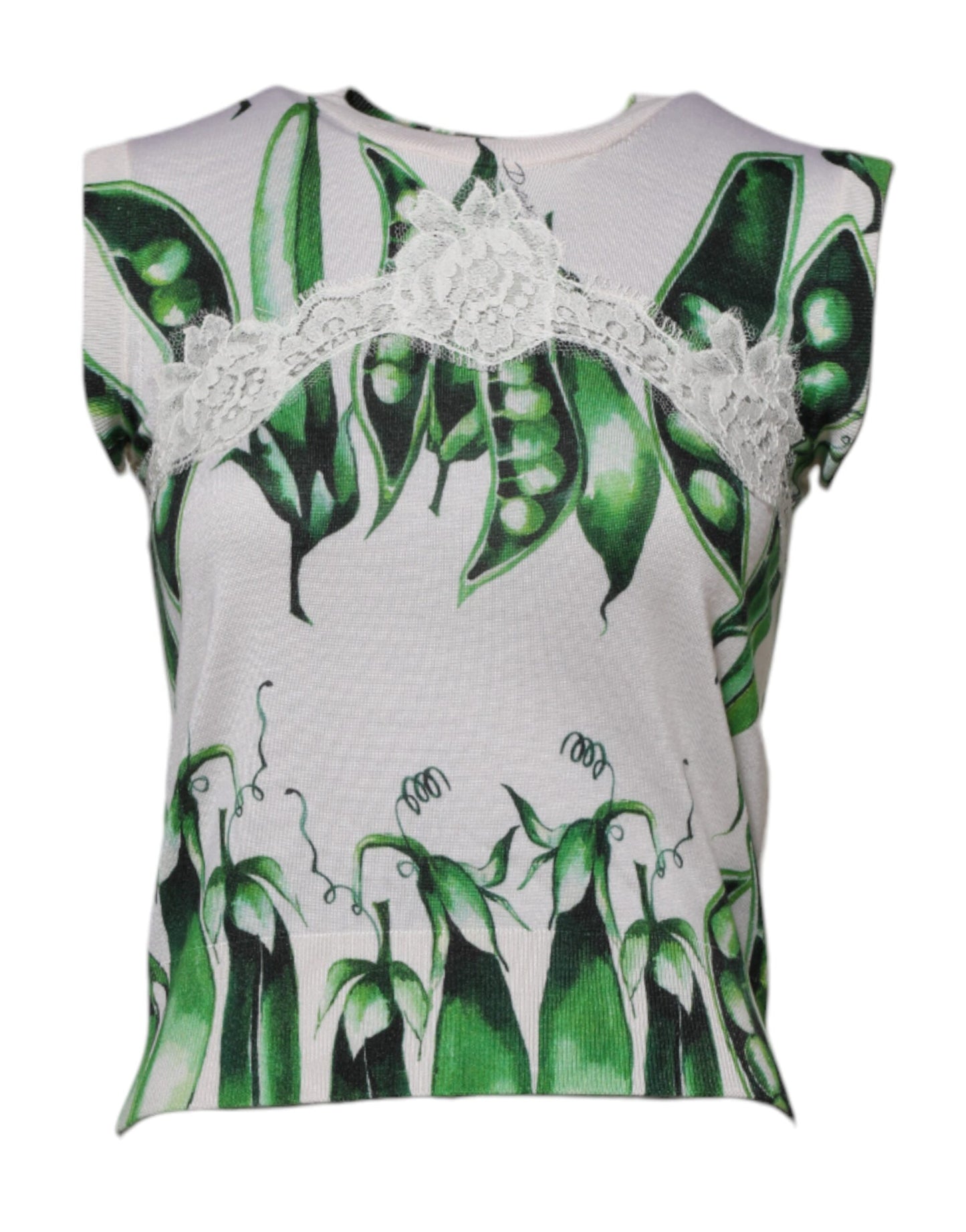 Blusa sin mangas con estampado de guisantes verdes y blancos