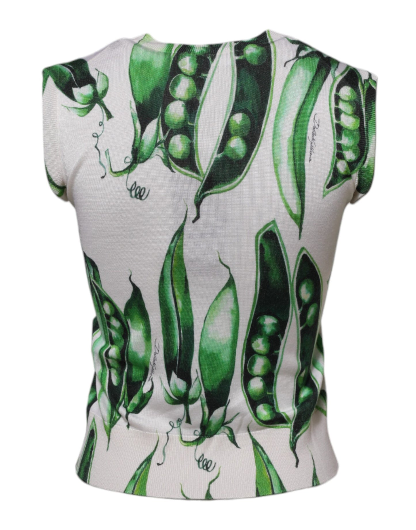 Blusa sin mangas con estampado de guisantes verdes y blancos