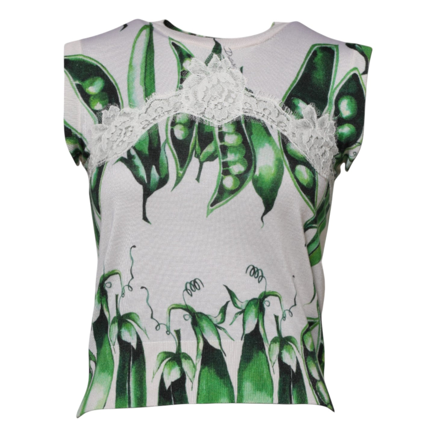 Blusa sin mangas con estampado de guisantes verdes y blancos