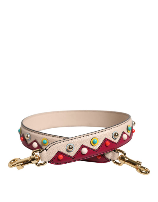 Correa de hombro para bolso de cuero beige y rojo