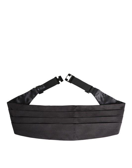 Ceinture large noire 100 % soie pour homme