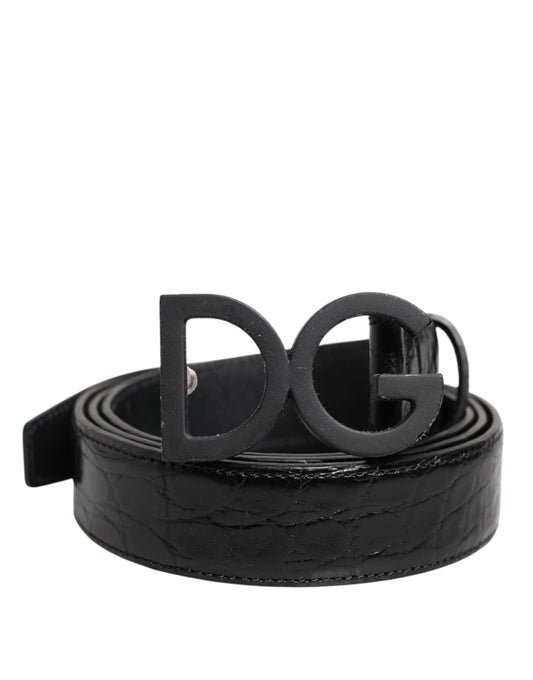 Cinturón clásico de cuero negro con hebilla DG de metal