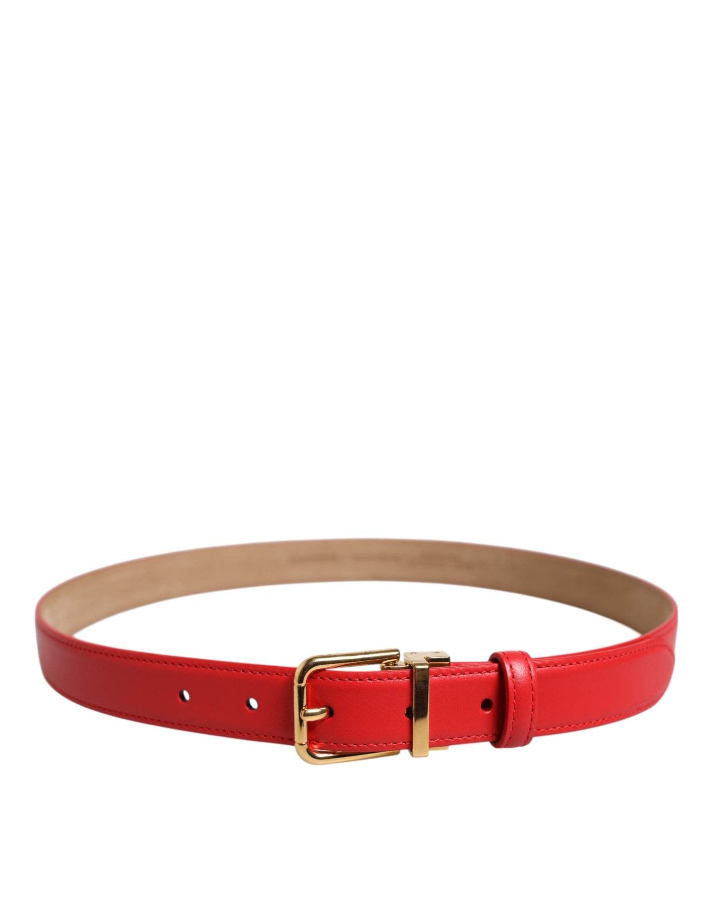 Red Leather Gold Metal Buckle Cintura Belt
