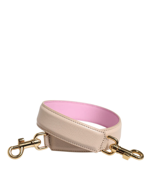 Correa de hombro para bolso de cuero beige y rosa