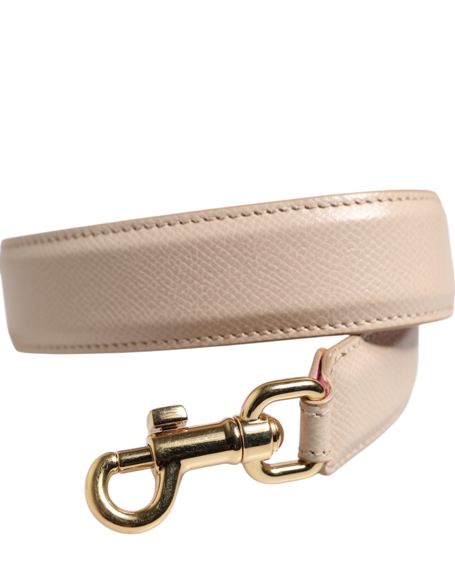 Correa de hombro para bolso de cuero beige y rosa