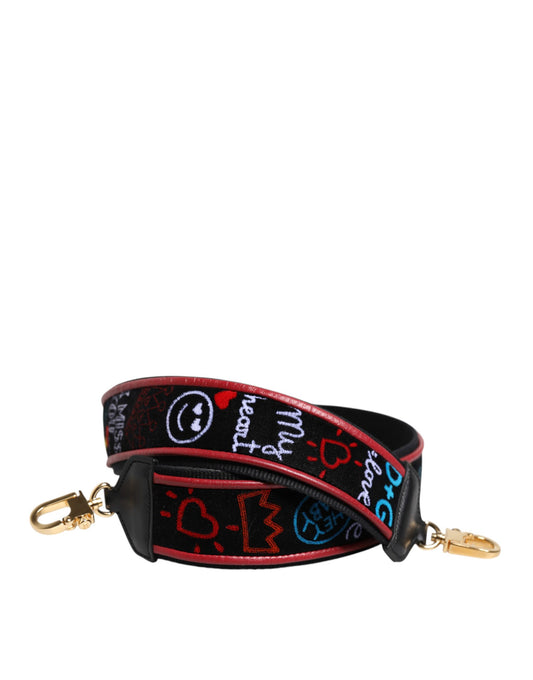 Correa de hombro para bolso de mujer con estampado de algodón negro