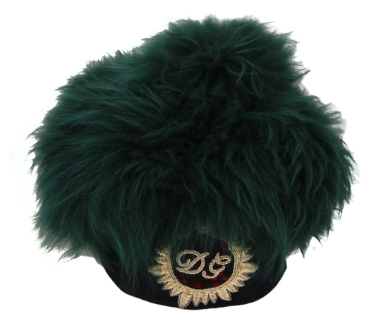 Sombrero cloche con el logotipo de DG bordado en Green Fur