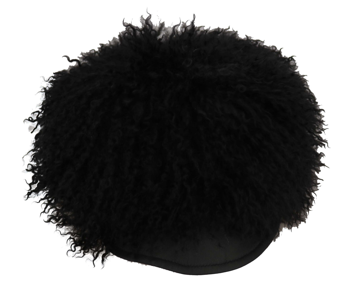 Chapeau Gatsby en cuir et fourrure d'agneau noir du Tibet