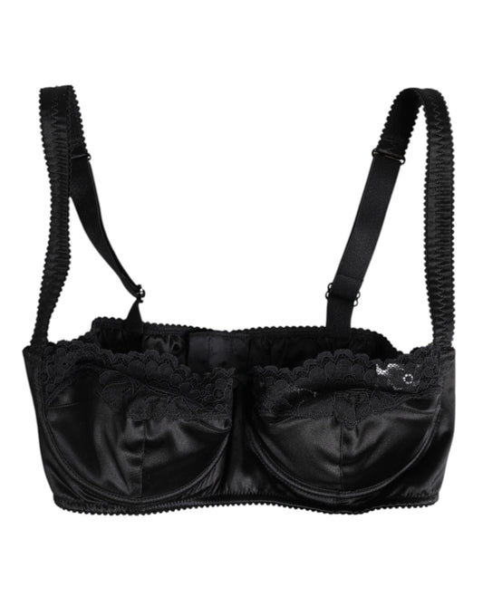 Soutien-gorge balconnet à armatures en soie noire