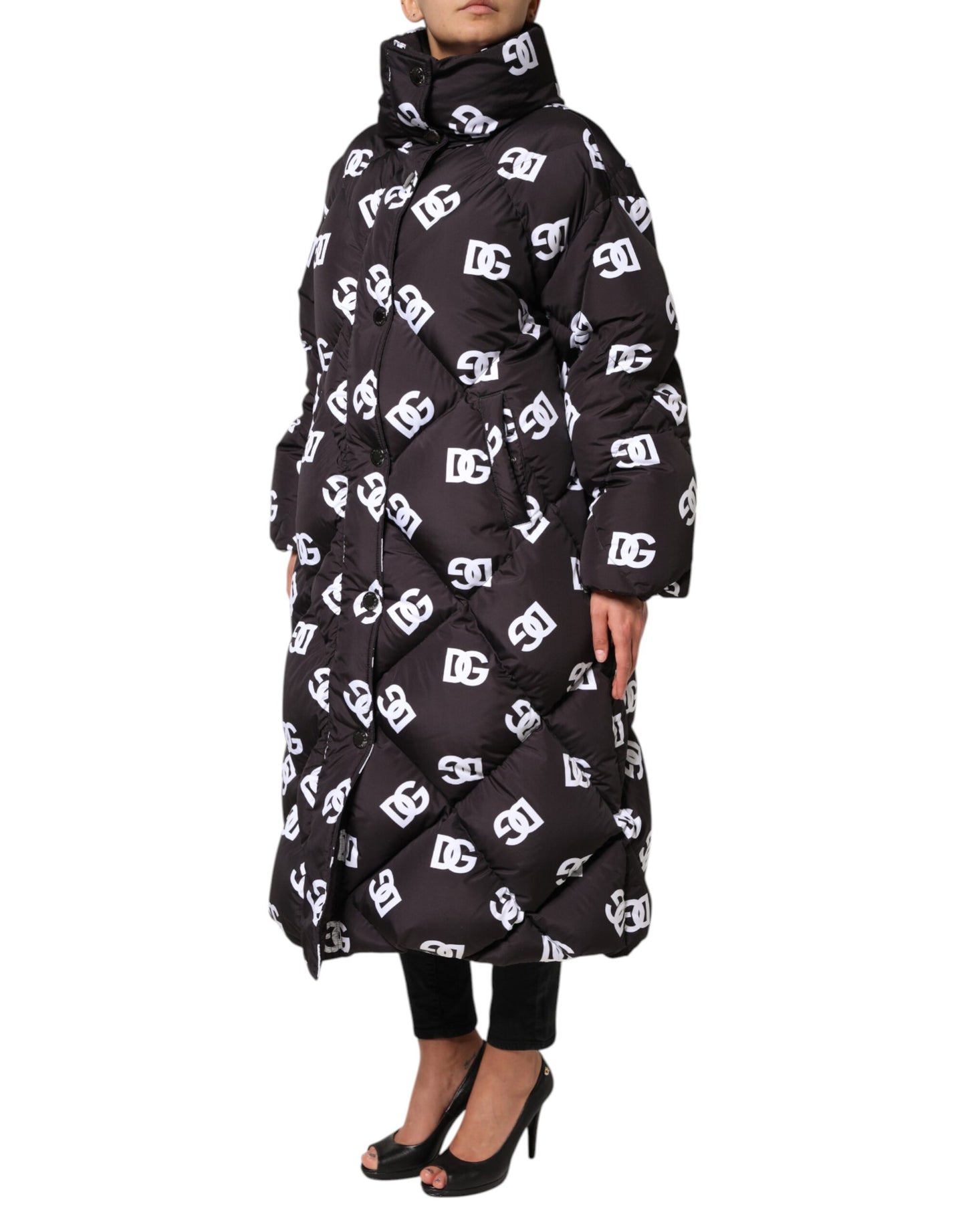 Manteau long matelassé noir DG Mania
