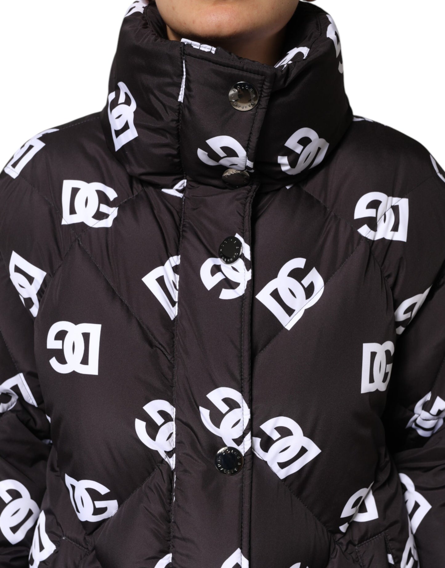 Manteau long matelassé noir DG Mania