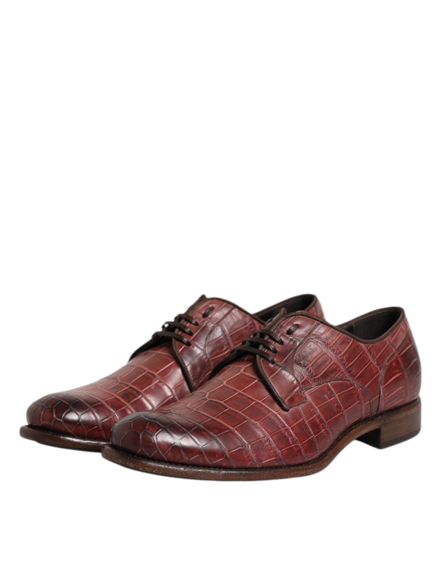 Zapatos de vestir Derby con cordones de cuero burdeos