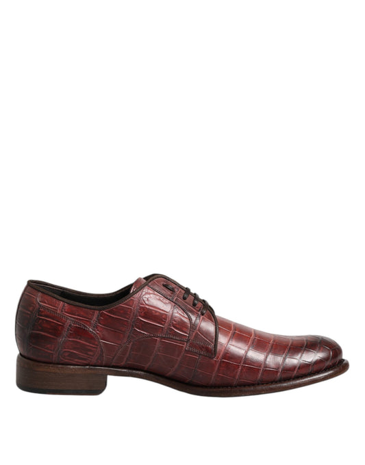 Zapatos de vestir Derby con cordones de cuero burdeos