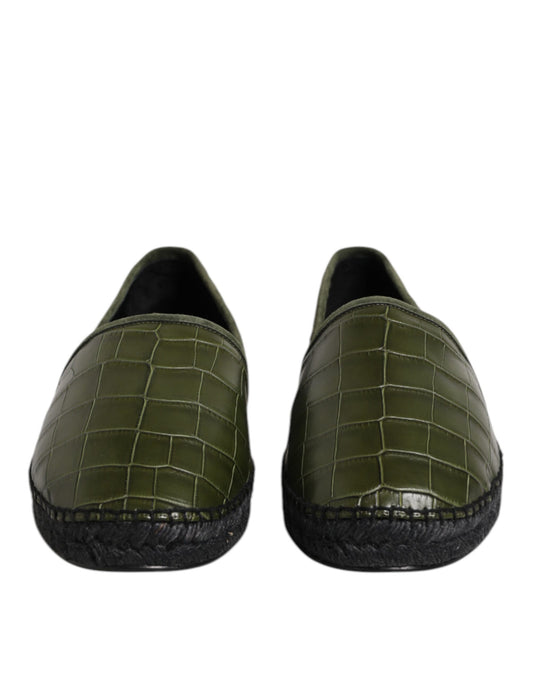 Alpargatas de piel exótica verde sin cordones