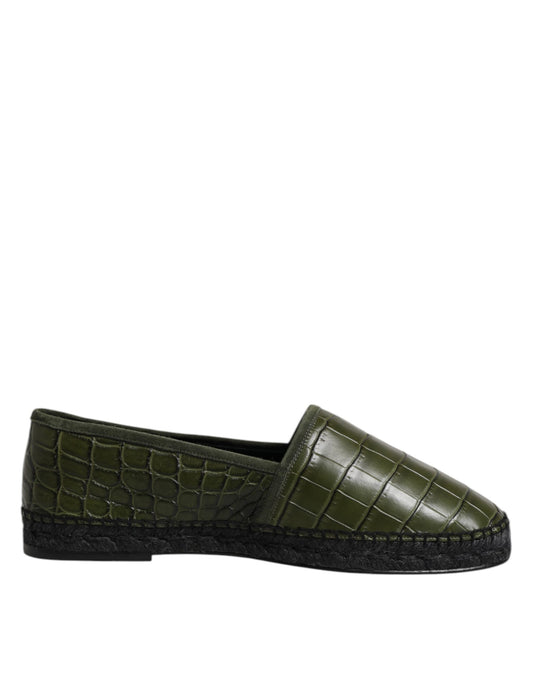 Alpargatas de piel exótica verde sin cordones