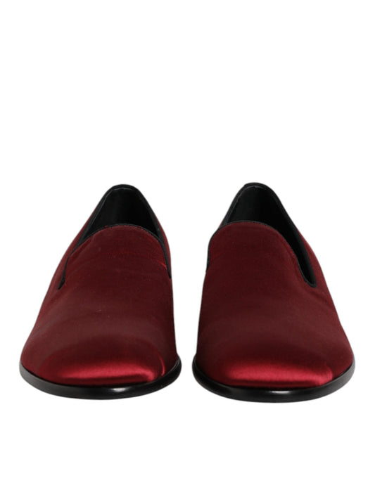 Mocasines de terciopelo rojo sin cordones, zapatos formales