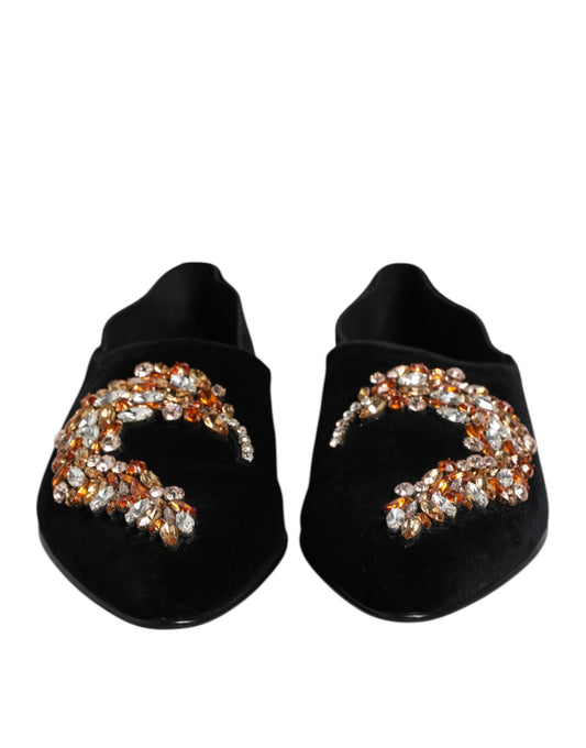 Mocasines sin cordones con adornos de terciopelo negro
