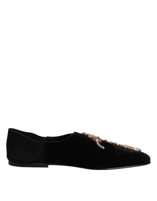 Mocasines sin cordones con adornos de terciopelo negro