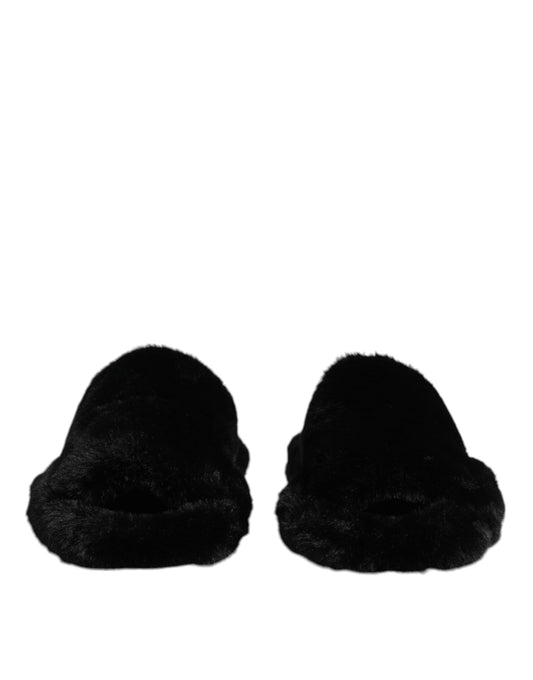 Pantuflas de terciopelo y poliéster negro