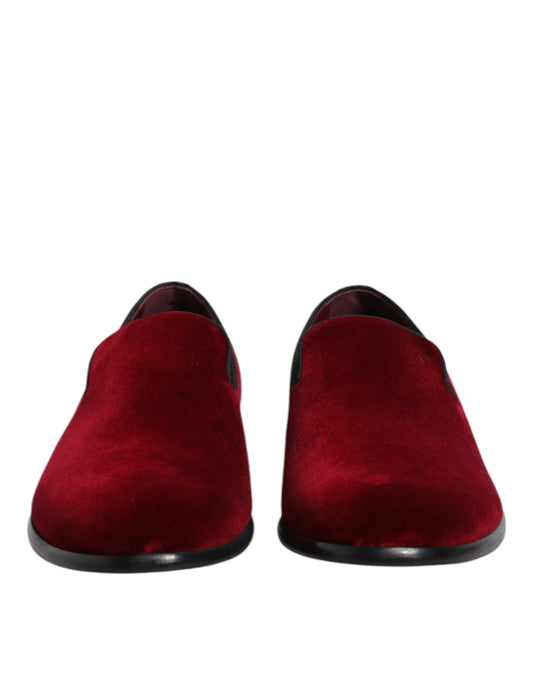 Mocasines formales de terciopelo de algodón rojo sin cordones