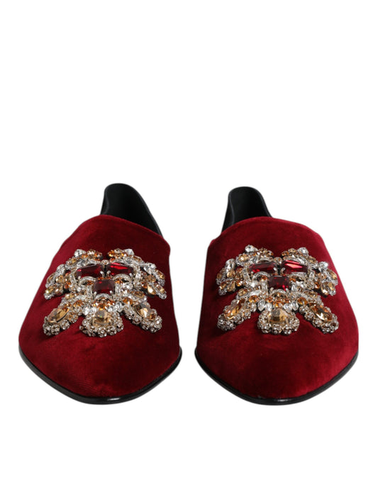 Zapatos sin cordones con adornos de terciopelo rojo y negro