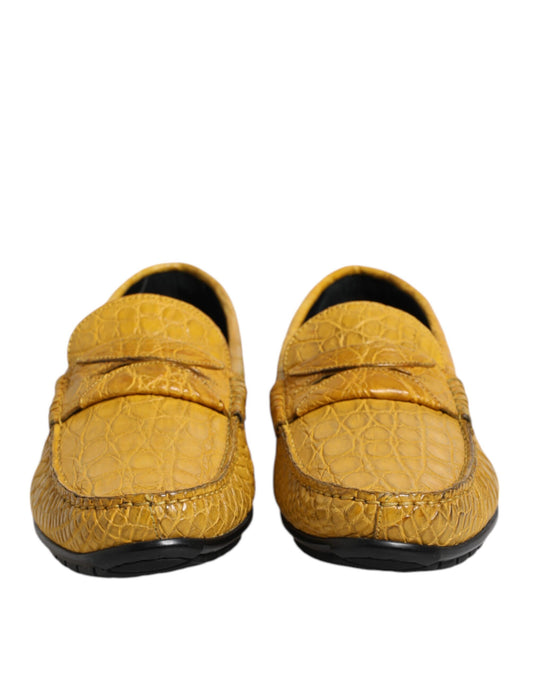 Mocasines de piel exótica amarilla sin cordones