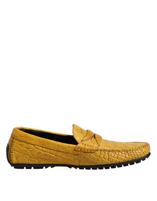 Mocasines de piel exótica amarilla sin cordones