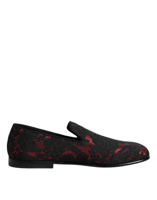 Mocasines de hombre con diseño jacquard rojo y negro