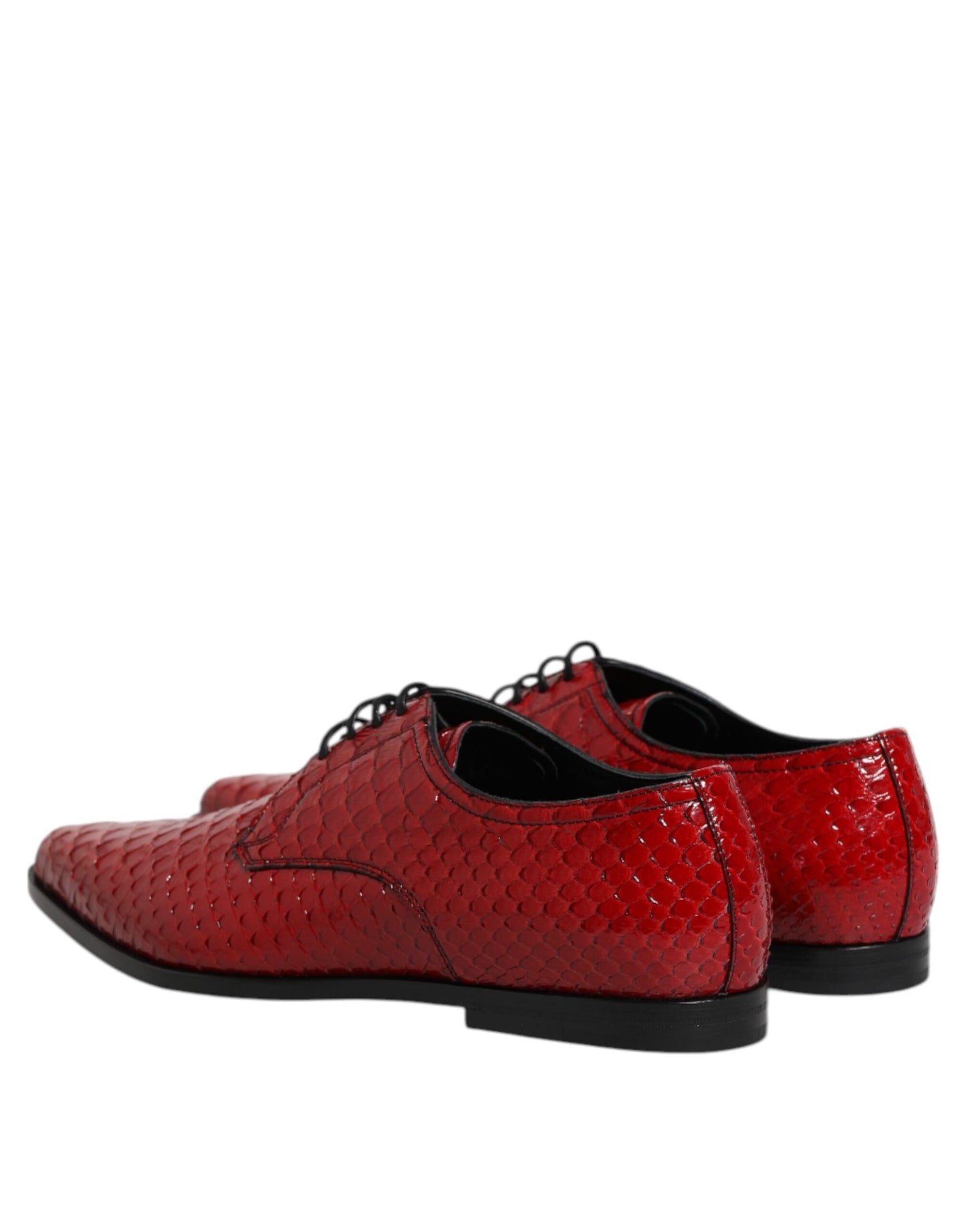 Zapatos Derby de vestir con cordones de cuero exótico rojo