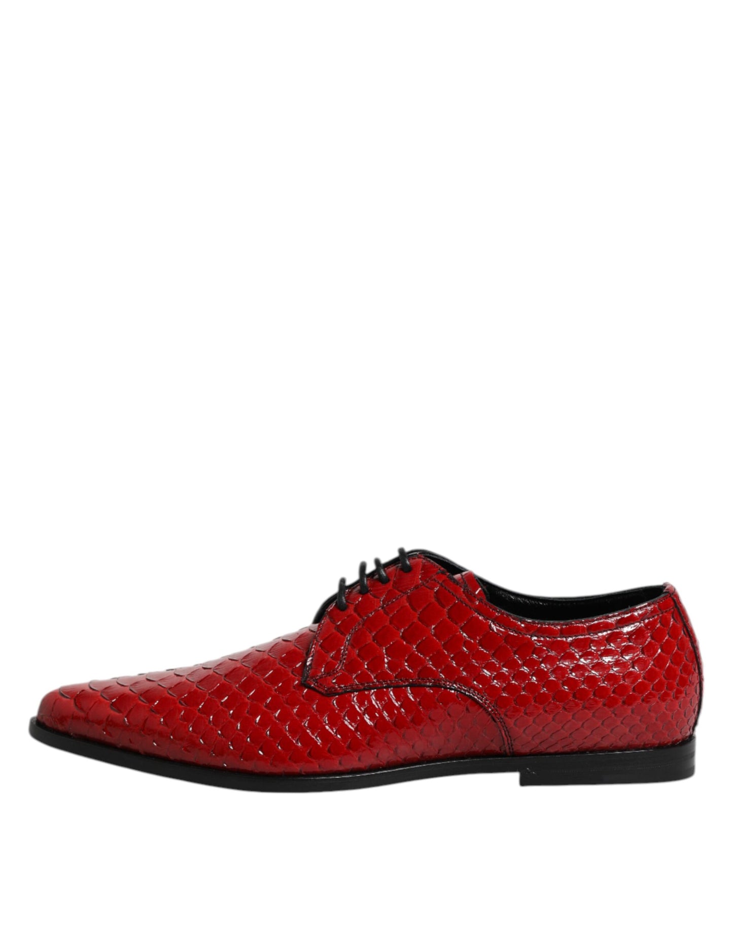 Zapatos Derby de vestir con cordones de cuero exótico rojo