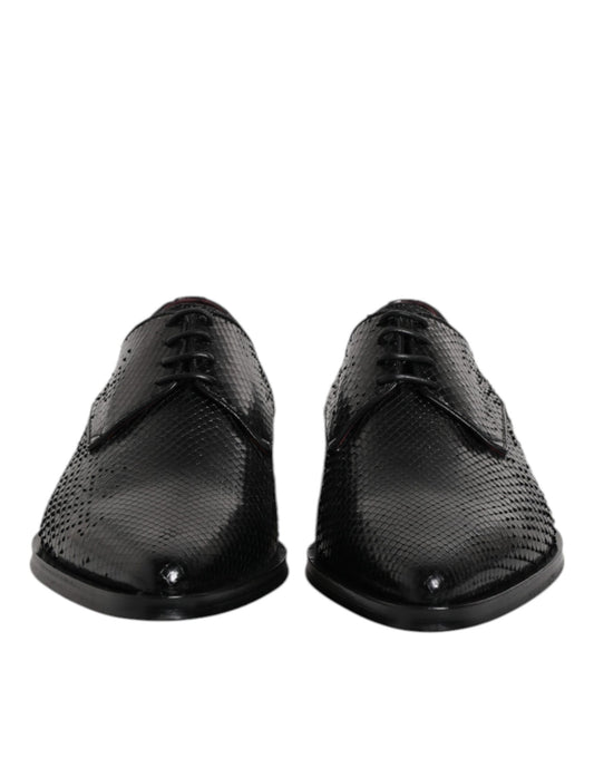 Zapatos Derby de vestir con cordones de cuero negro para hombre