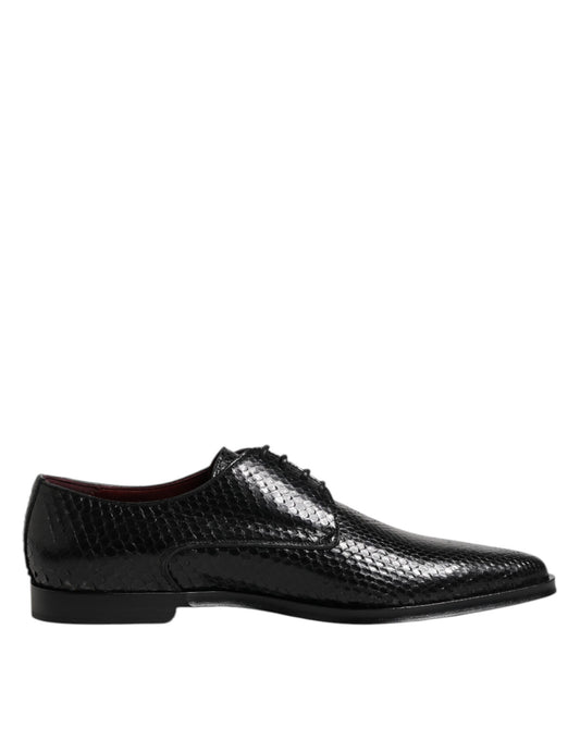 Zapatos Derby de vestir con cordones de cuero negro para hombre