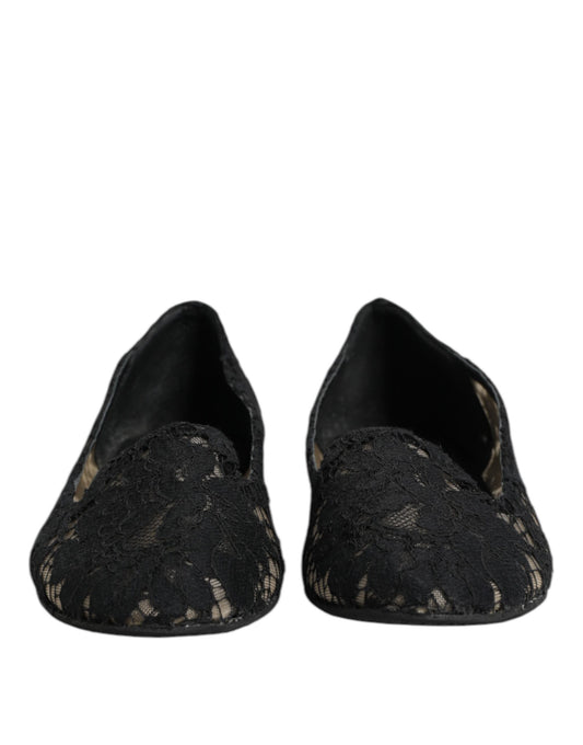 Zapatos planos negros Taormina con encaje y sin cordones