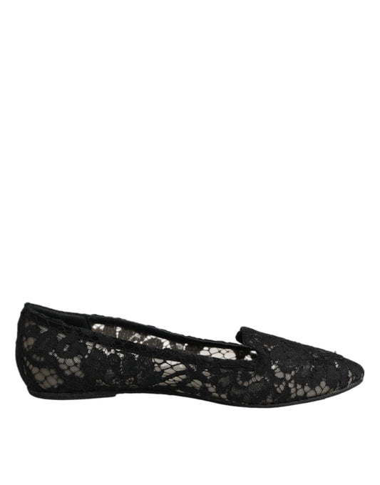 Zapatos planos negros Taormina con encaje y sin cordones