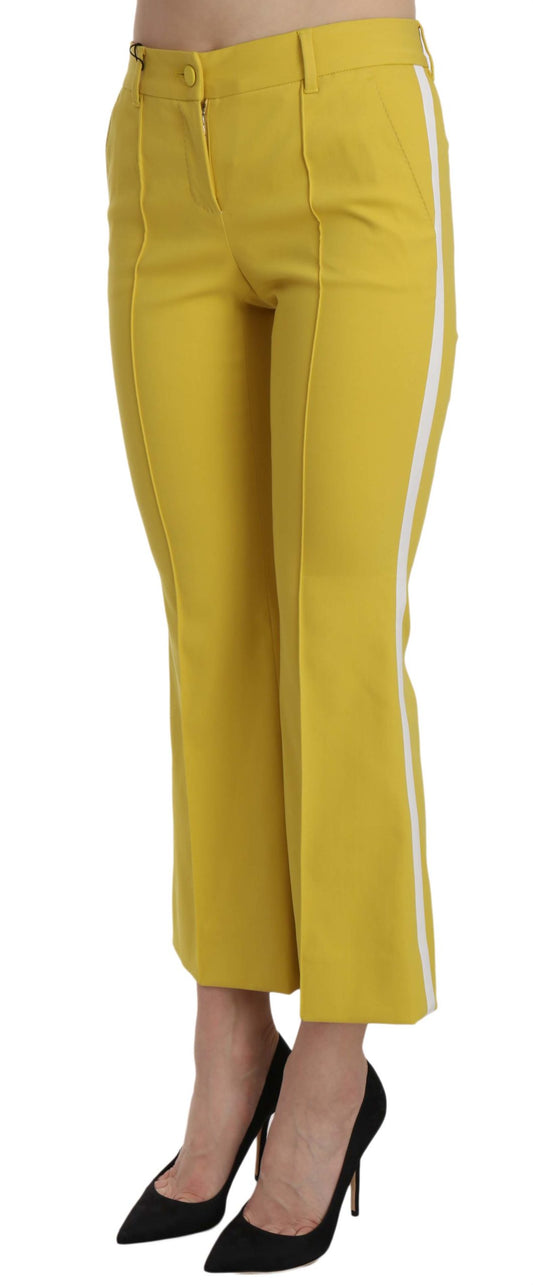 Pantalones capri de algodón acampanados amarillos con corte acampanado