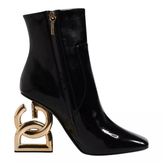 Botas de media pantorrilla de cuero Black Jackie