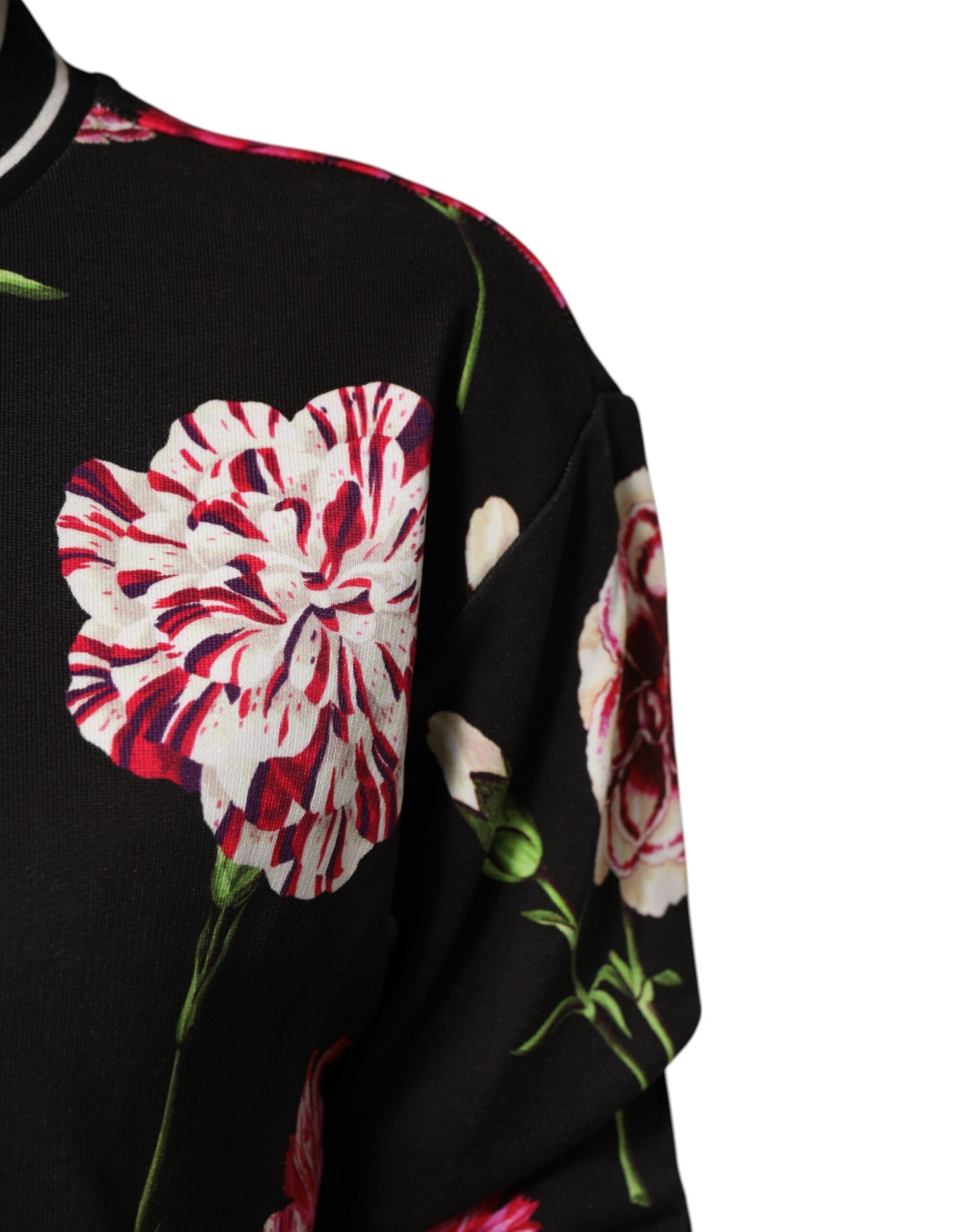 Top de algodón de manga corta con estampado floral negro