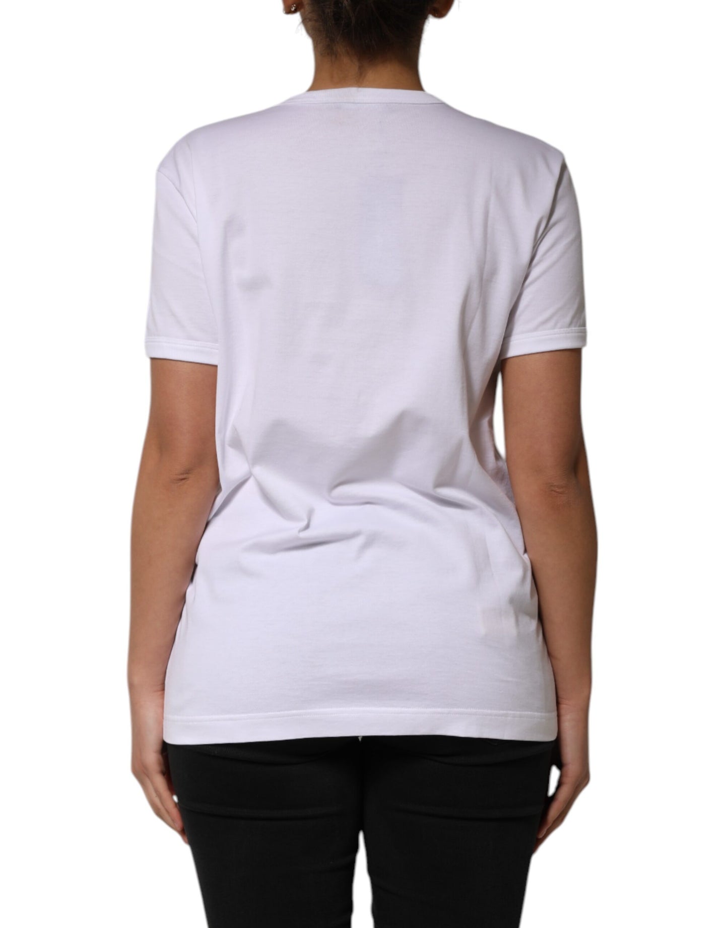 Camiseta blanca de algodón con lentejuelas