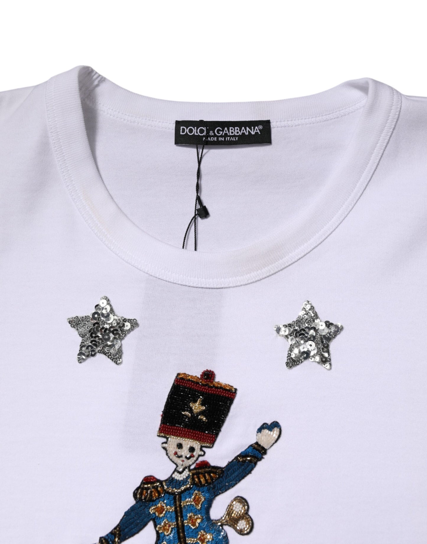 Camiseta blanca de algodón con lentejuelas
