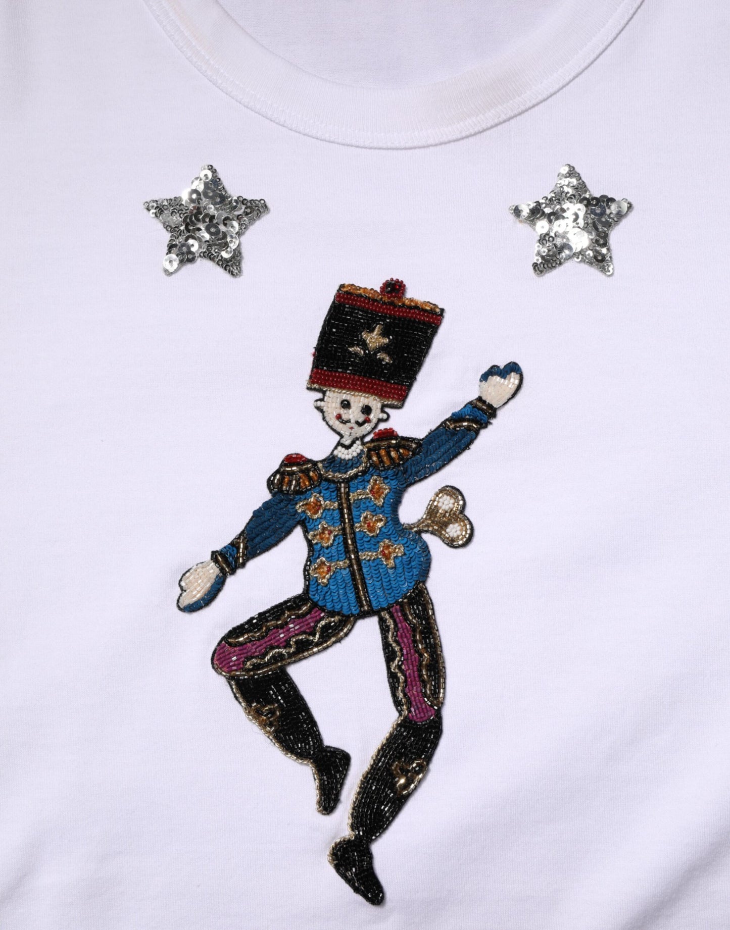 Camiseta blanca de algodón con lentejuelas