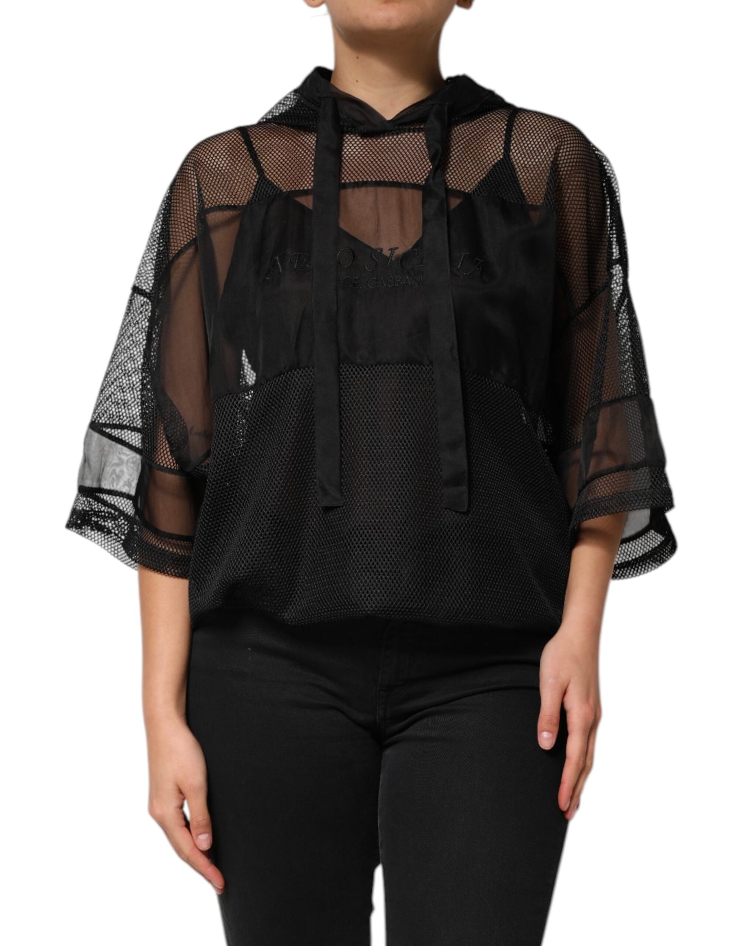 Pull à capuche noir transparent