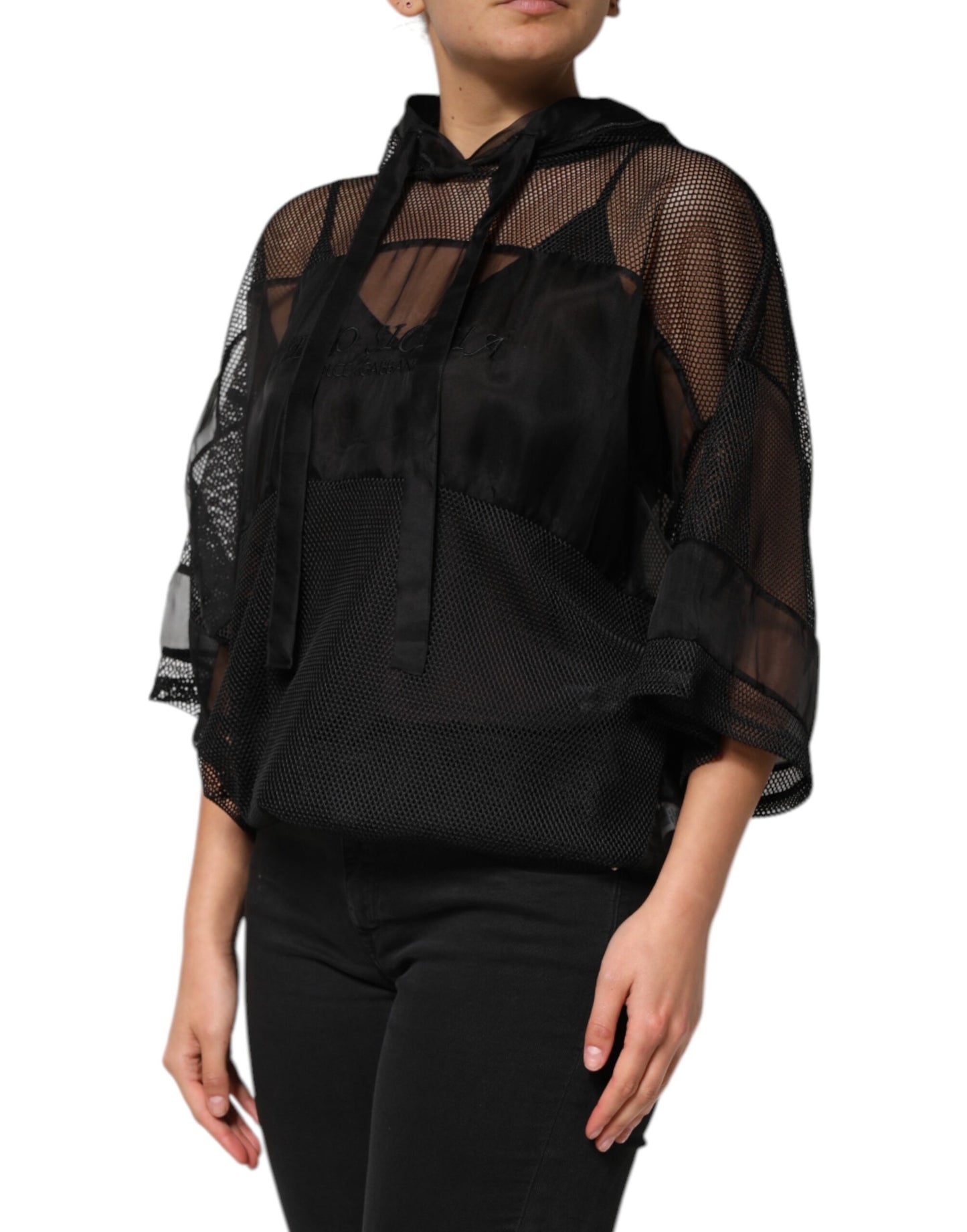 Pull à capuche noir transparent