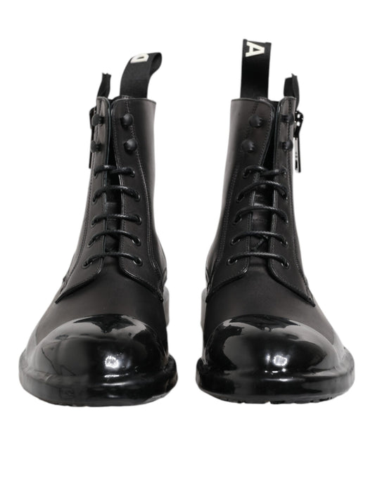 Botas de media pantorrilla con cordones para hombre, color marrón y negro