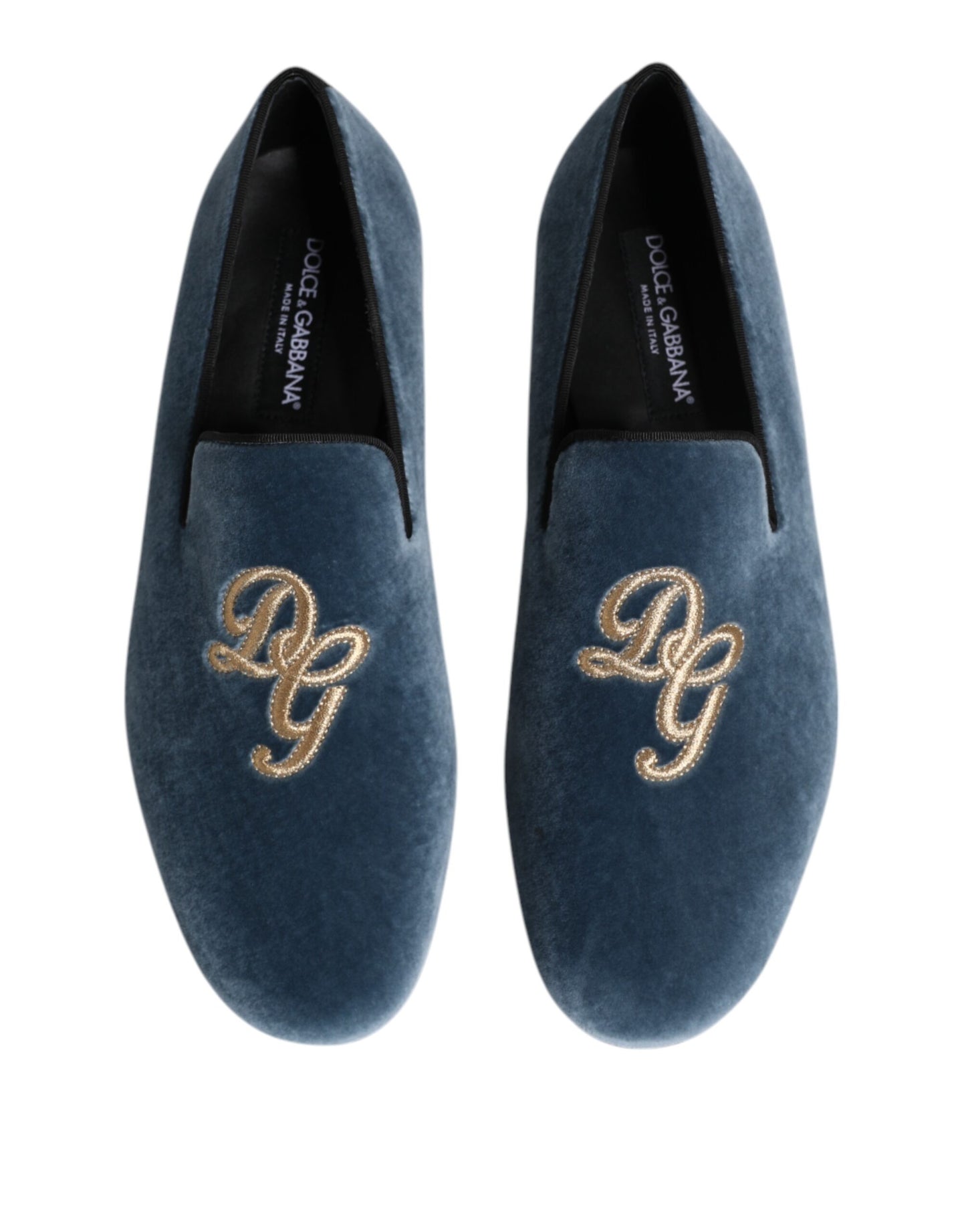Mocassins en velours bleu avec logo DG, chaussures habillées
