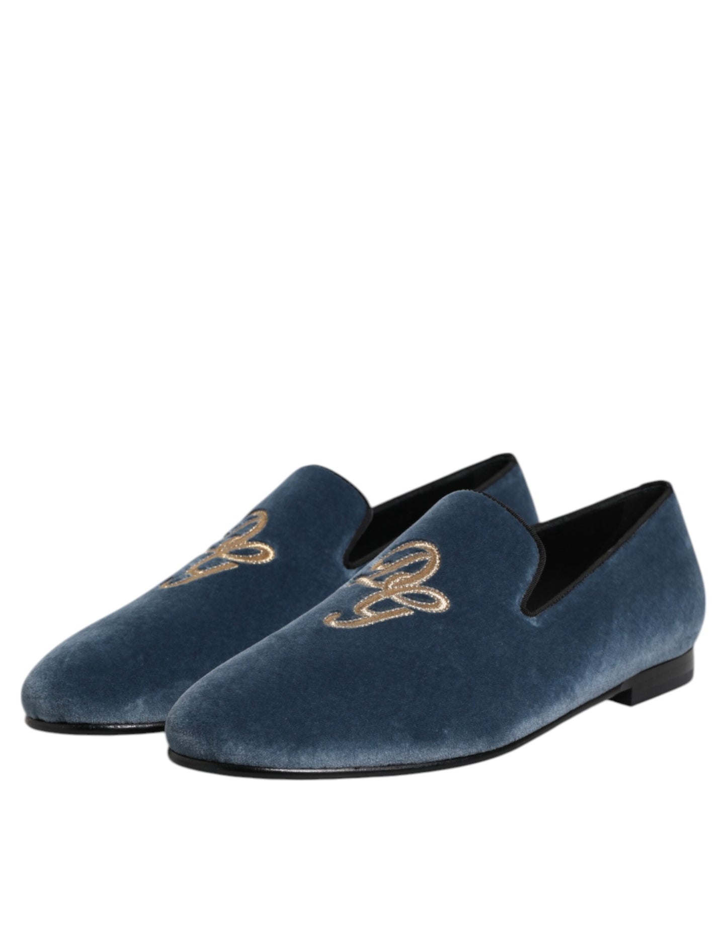 Mocassins en velours bleu avec logo DG, chaussures habillées