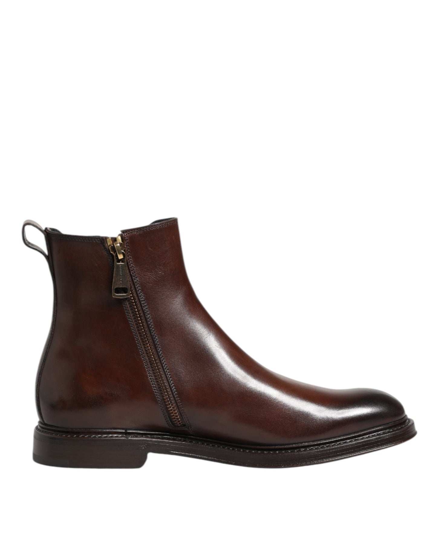 Bottines Chelsea mi-mollet en cuir marron