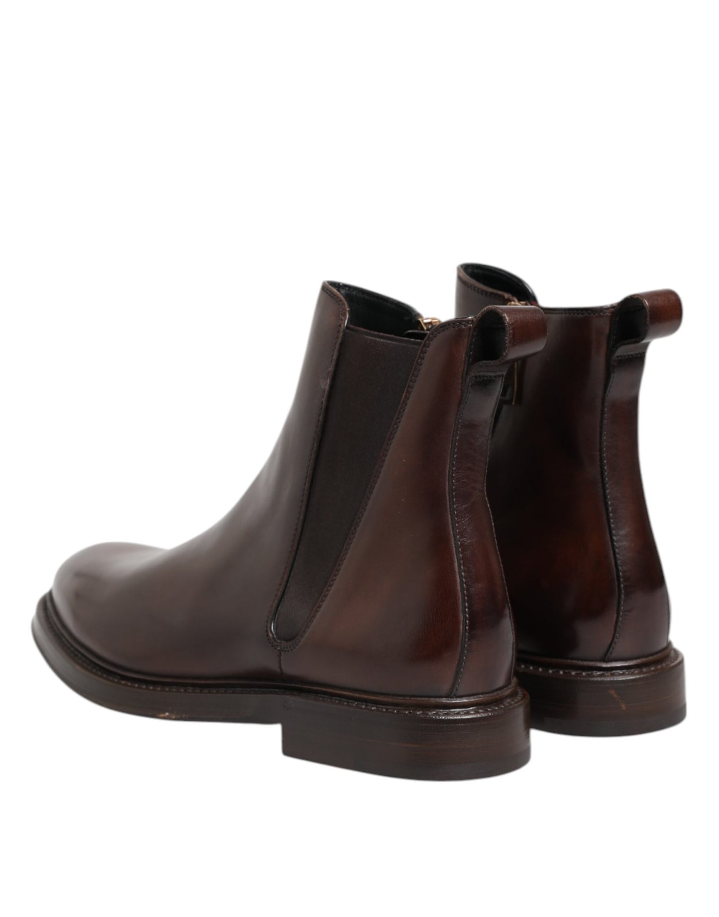 Bottines Chelsea mi-mollet en cuir marron