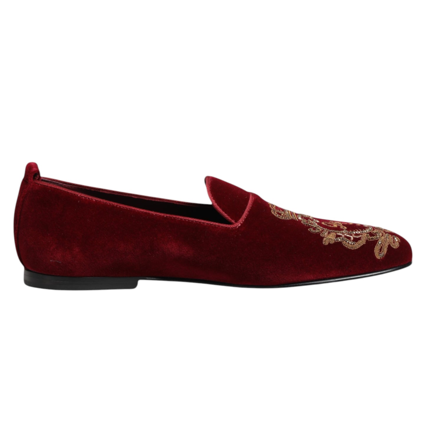 Mocassins pour homme en velours rouge et couronne dorée