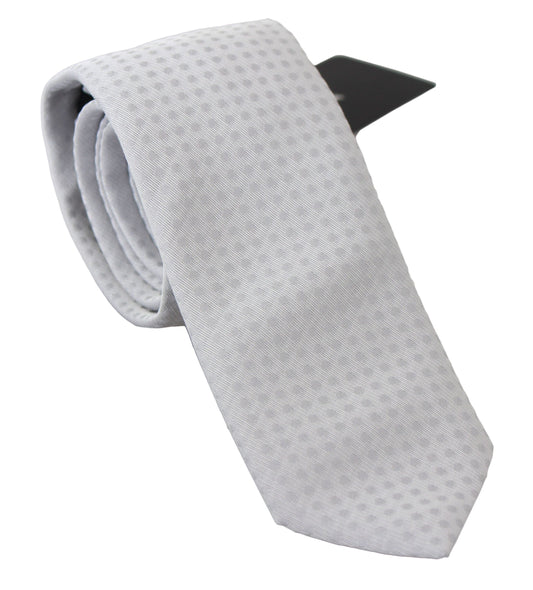 Corbata fina clásica con estampado blanco para hombre