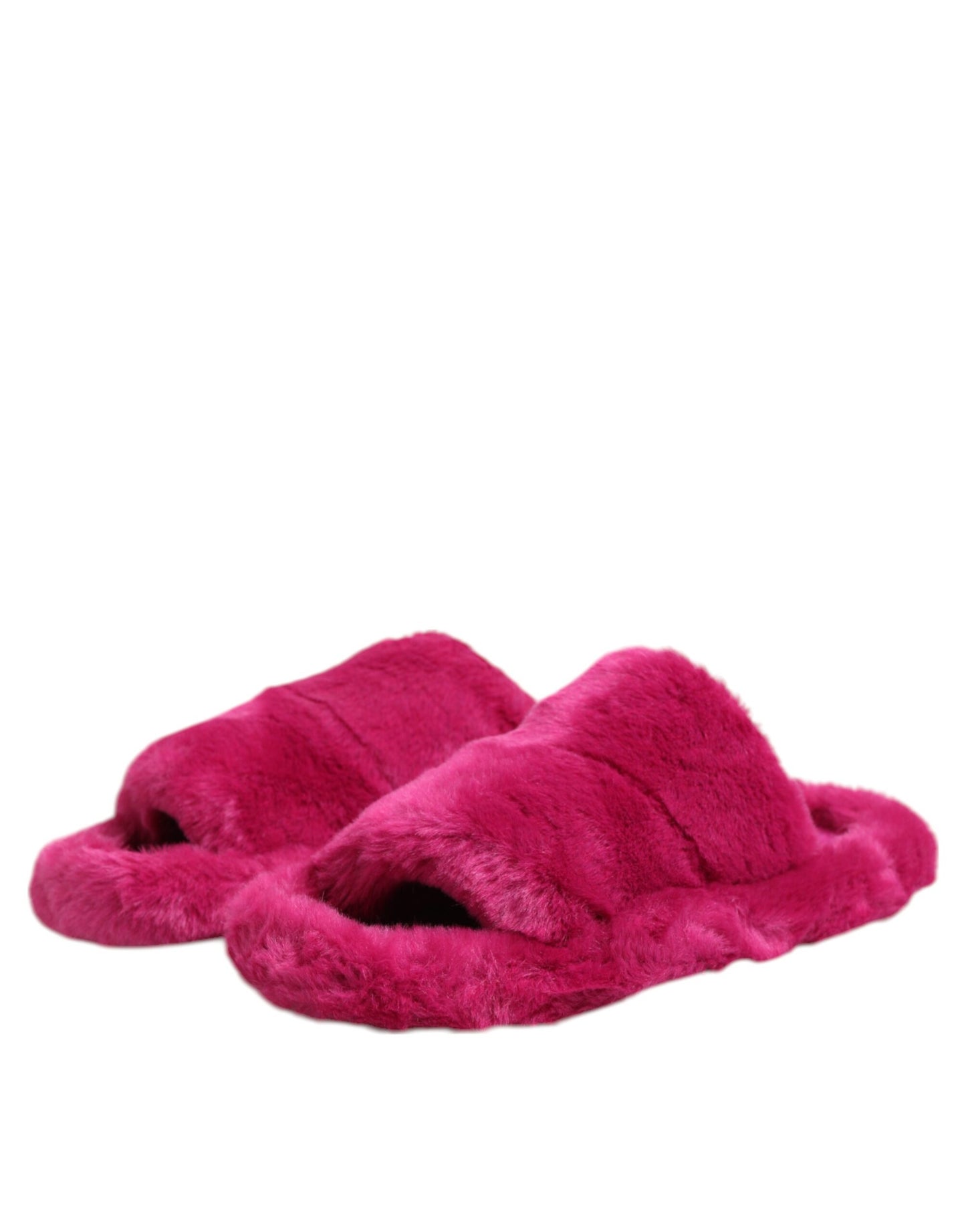 Sandales plates en fausse fourrure acrylique rose pour homme
